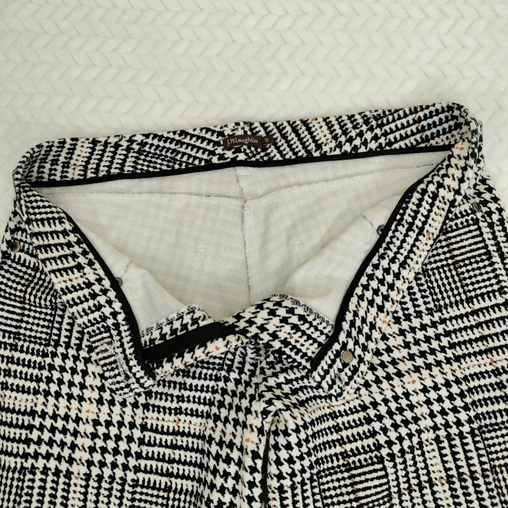 J.Mclaughlin Houndstooth Black Brown Size 10 Knit Stretch Women's Legging Pants - Picture 5 of 13
